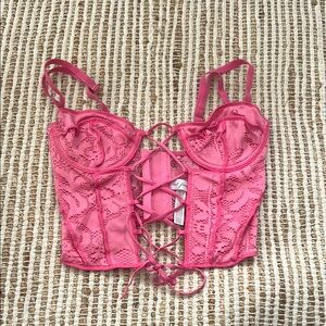Urban Outfitters Pink Lace-Up Corset Top